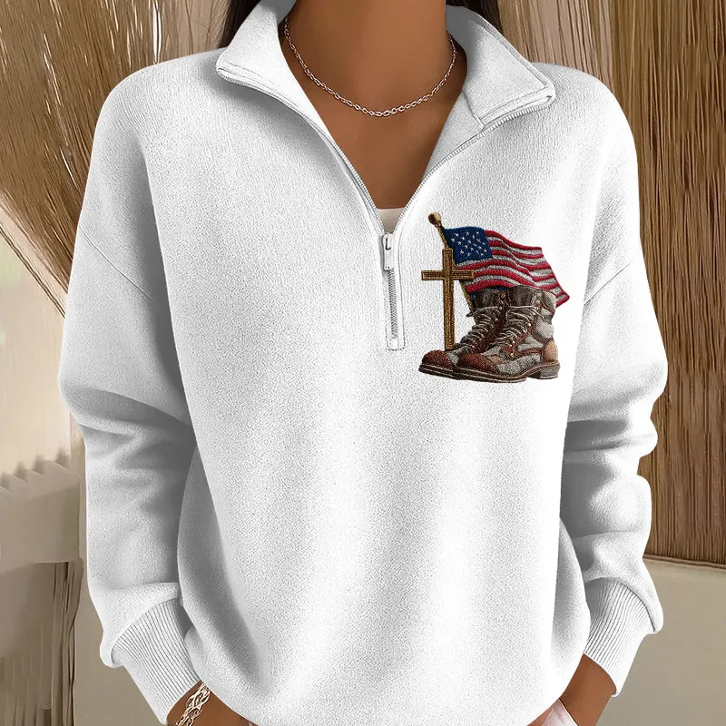 Women's Proud Veteran Casual Zip-Up Sweatshirt