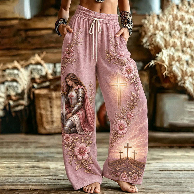 Pink Christian Knight Floral Women’s Wide Leg Pants