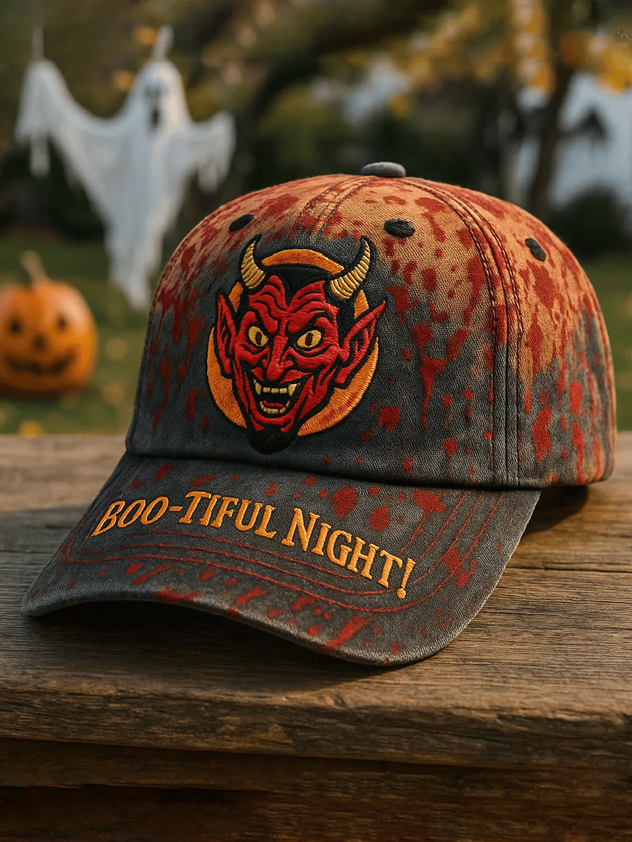 Vintage Halloween Boo-Tiful Night! Print Hat