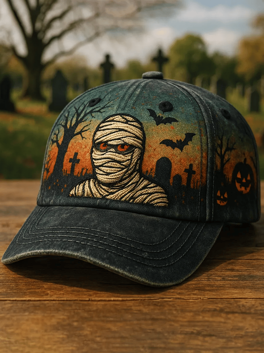 Vintage Halloween Mummy  Print Hat