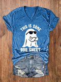 Women's Halloween This Is Some Boo Sheet Print V-Neck T-Shirt