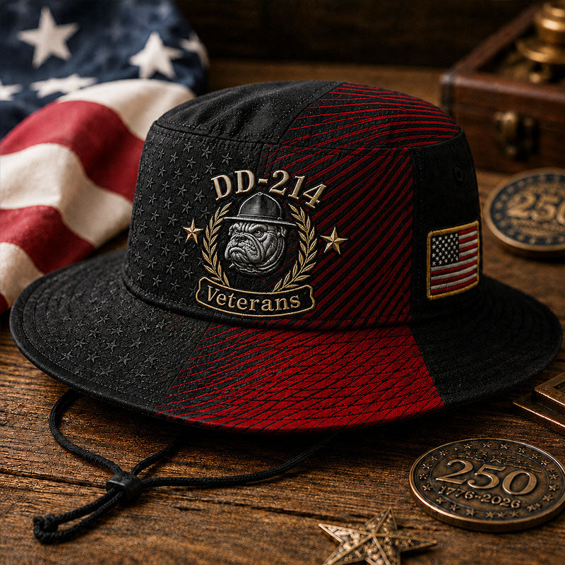DD-214 Veterans Bulldog Camo Bucket Hat