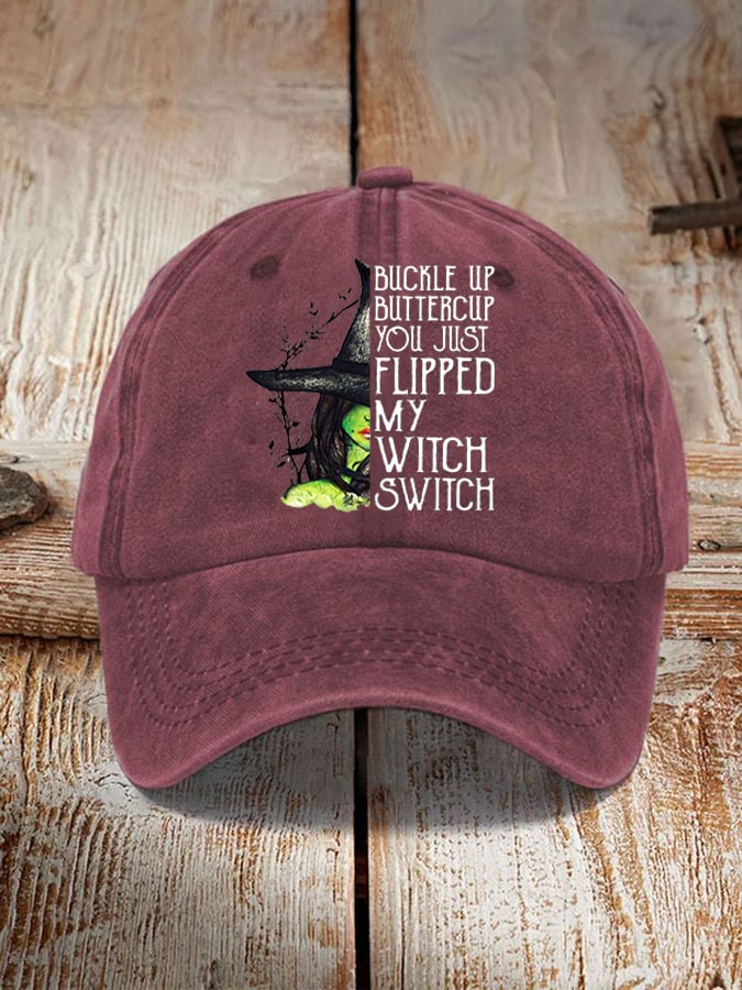 Unisex Halloween Buckle Up Buttercup You Just Flipped My Witch Switch Print Hat