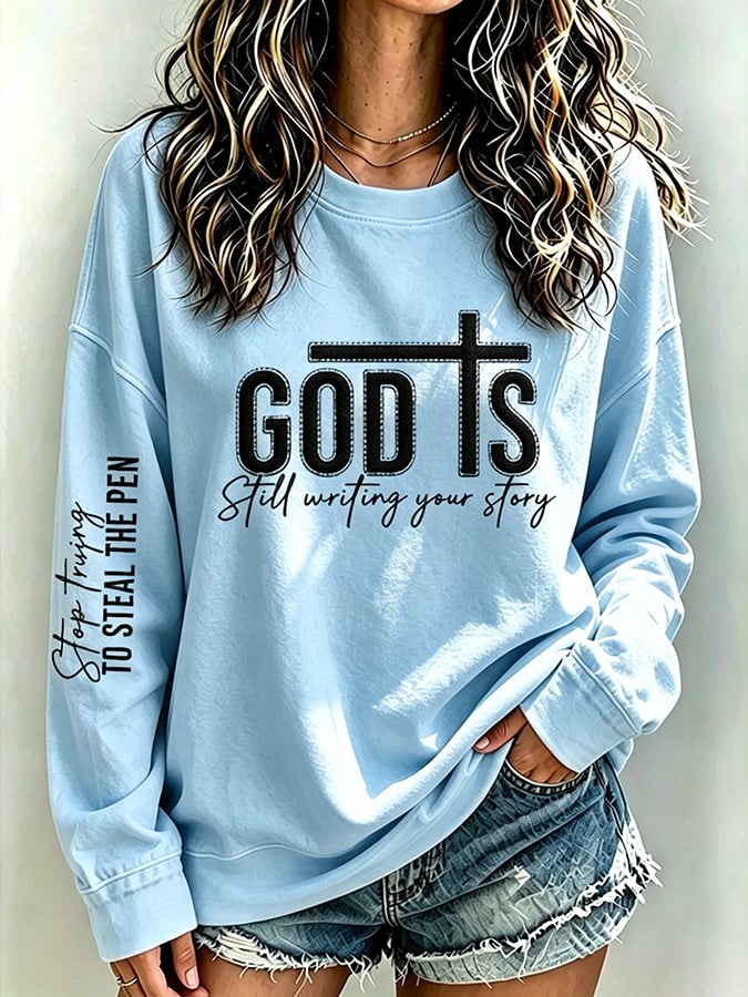 Women's  Retro  Faith Print Top