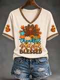 Women's Christian Thankful And Blessed Short Sleeve  T-shirt