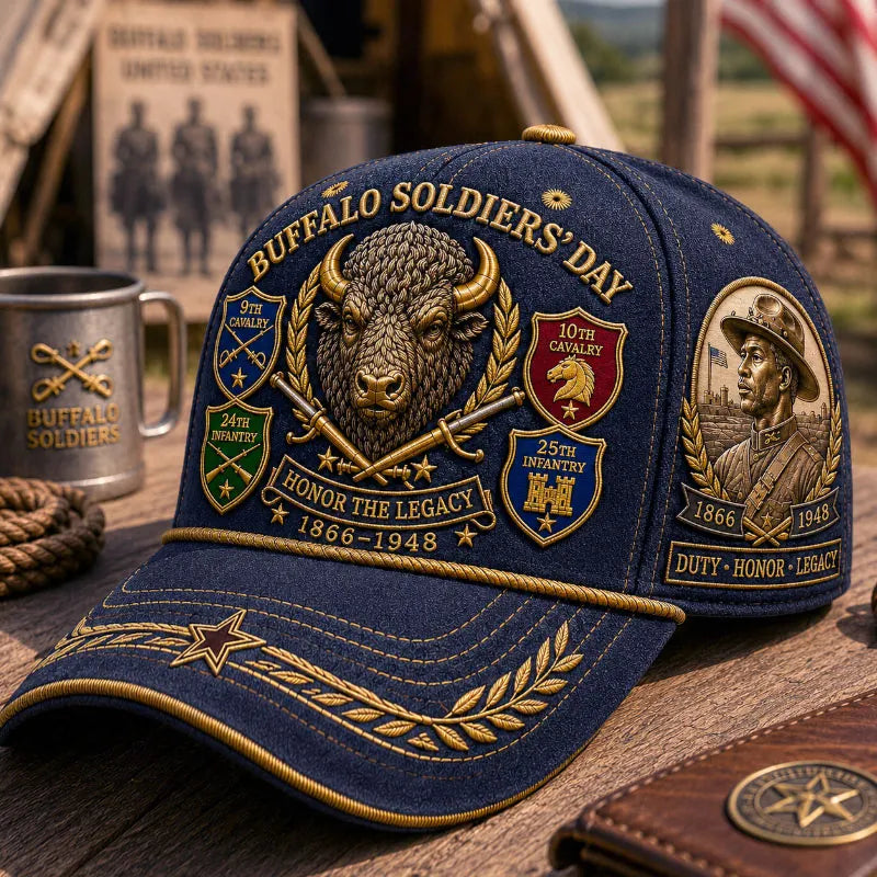 Buffalo Soldiers Day 1866–1948 U.S. Cavalry Buffalo Emblem Honor The Legacy Baseball Cap