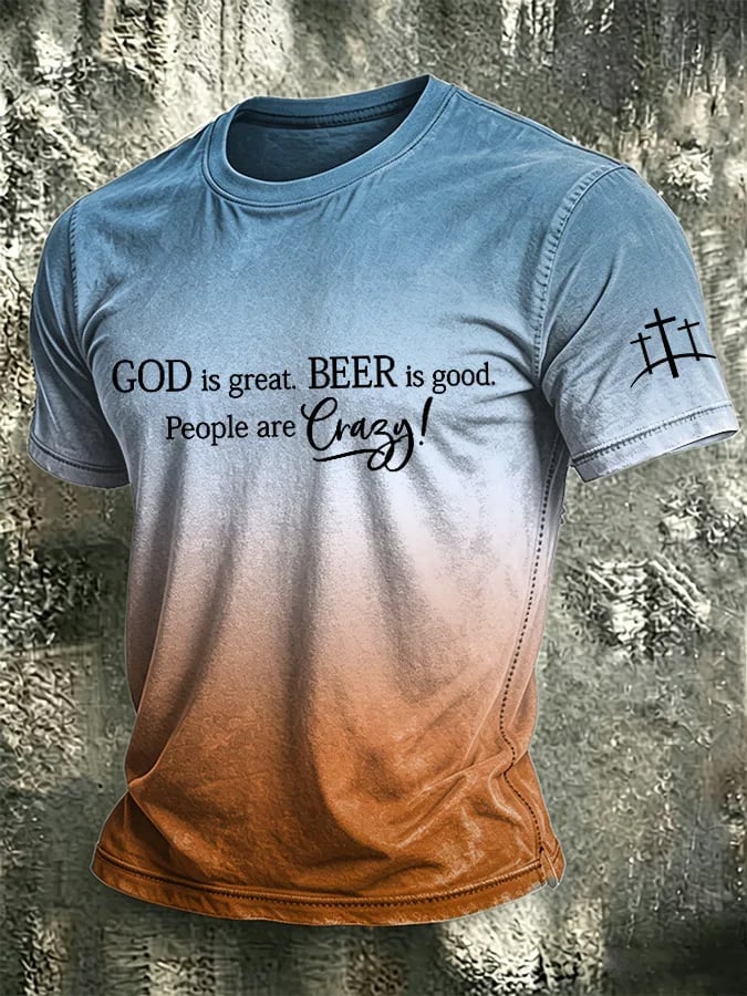 Men's faith printed casual T-shirt