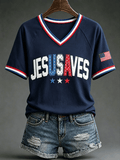 Women’s 'Jesus Saves USA' V-Neck T-Shirts