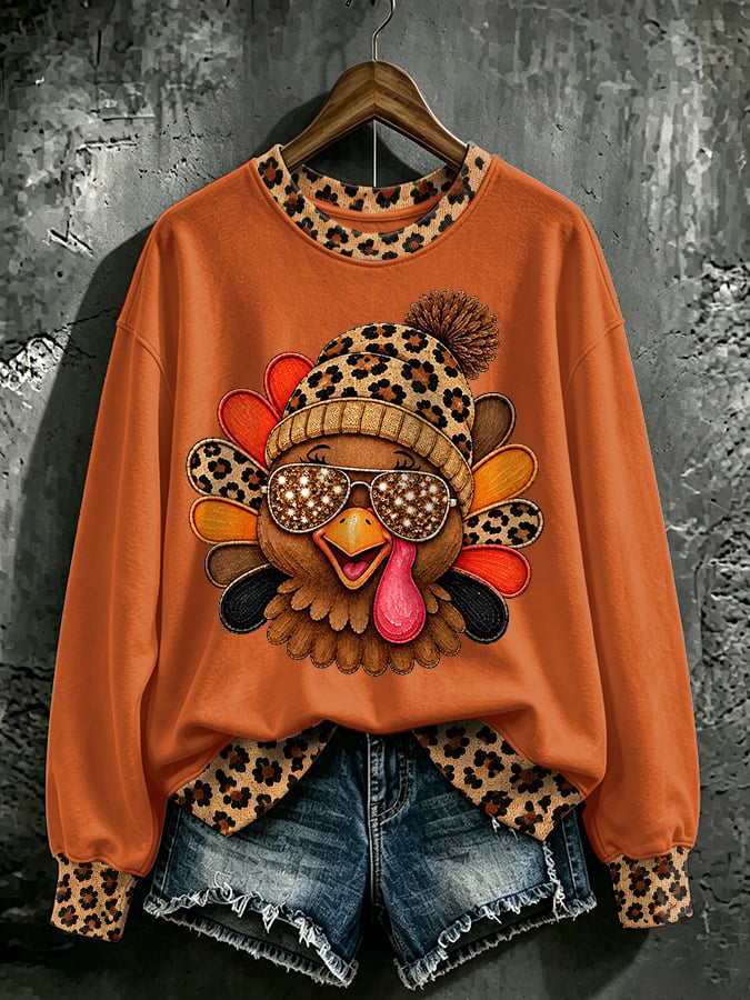 Women's Casual Printed Long-Sleeve Sweatshirt