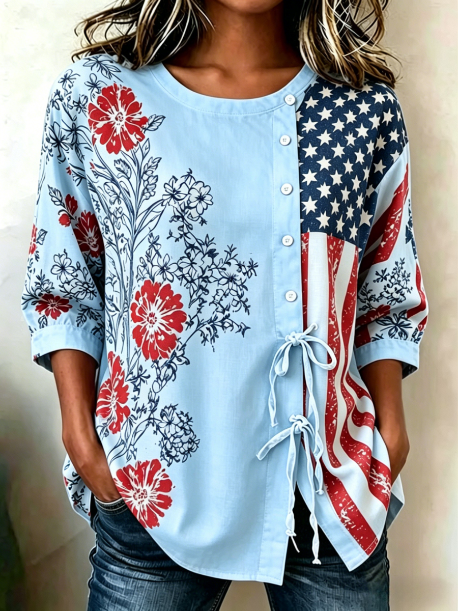 Women's 250th Anniversary Button and Lace Top