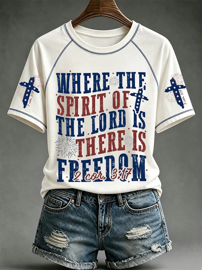 Women's  Jesus Saves America Printing  T-Shirts