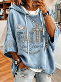 Women's Faith Cross Print Hooded Sweatshirt