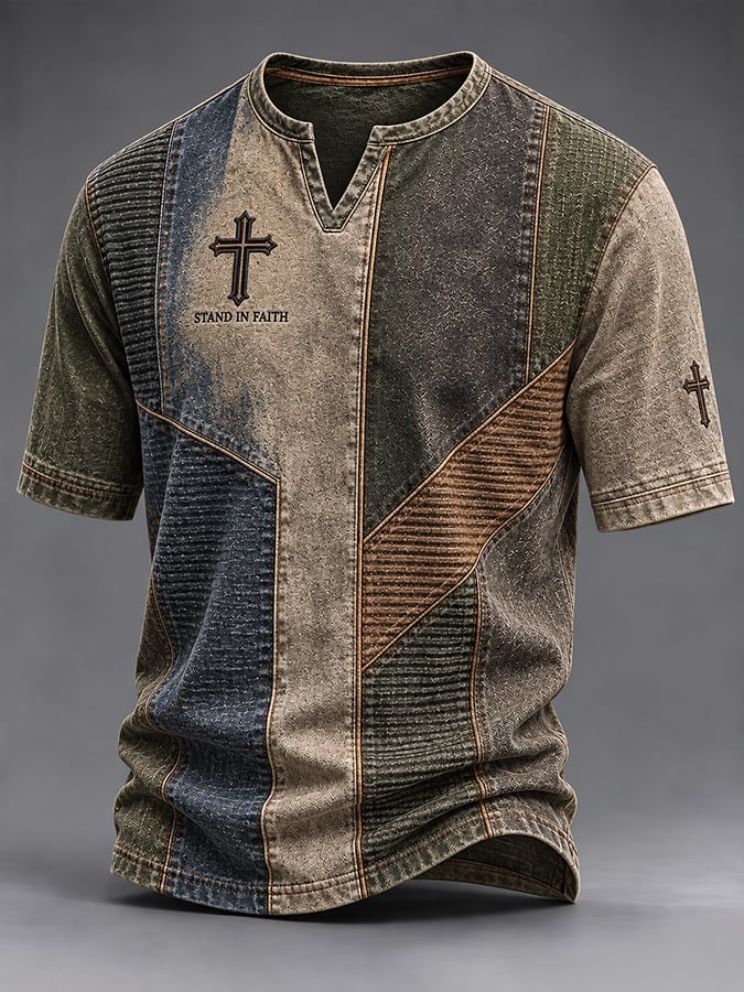 Men's Vintage Faith Faux-Linen T-shirt