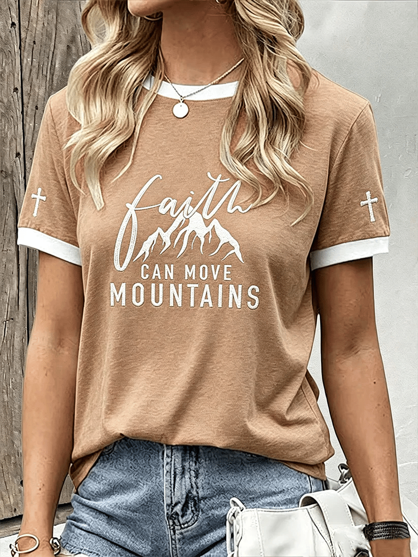 Women's Faith Can Move Mountains Printed T-shirt