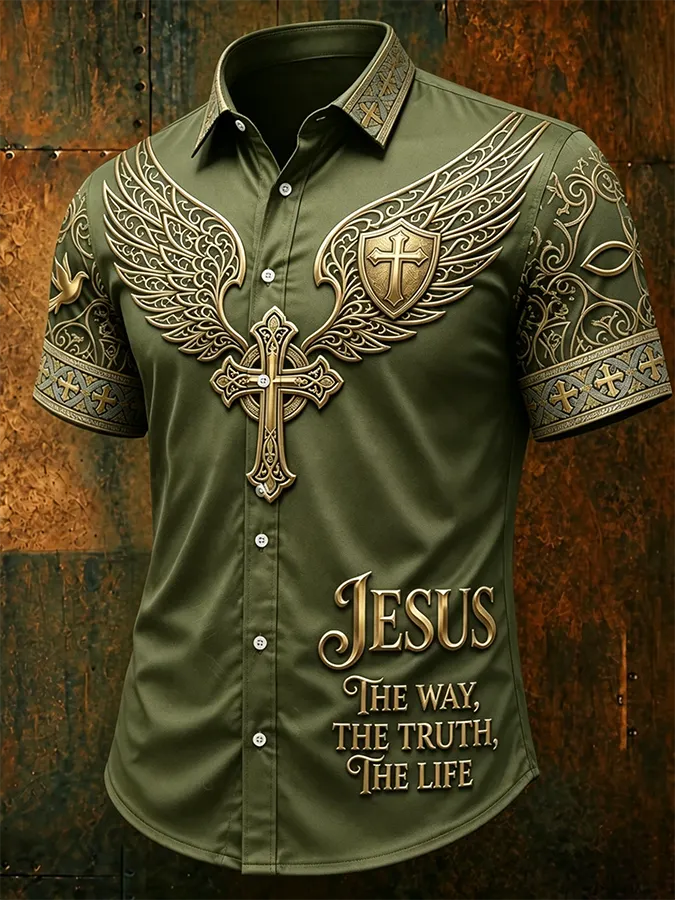 Men's Faith Cross Printed Polo Shirt