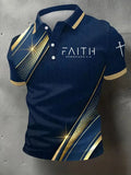Men's Faith Cross Print Polo Shirt