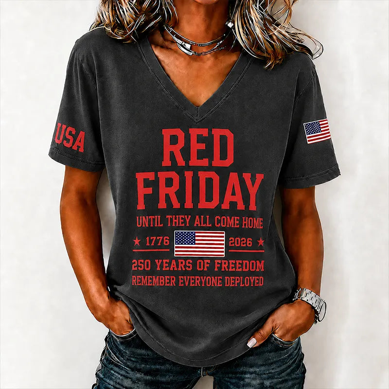 Women's "Red Friday" Commemorative V-Neck T-Shirt