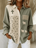 Women's Plaid Print Casual Lapel Shirt