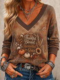 Women's Vintage Autumn "Faith" Print Top