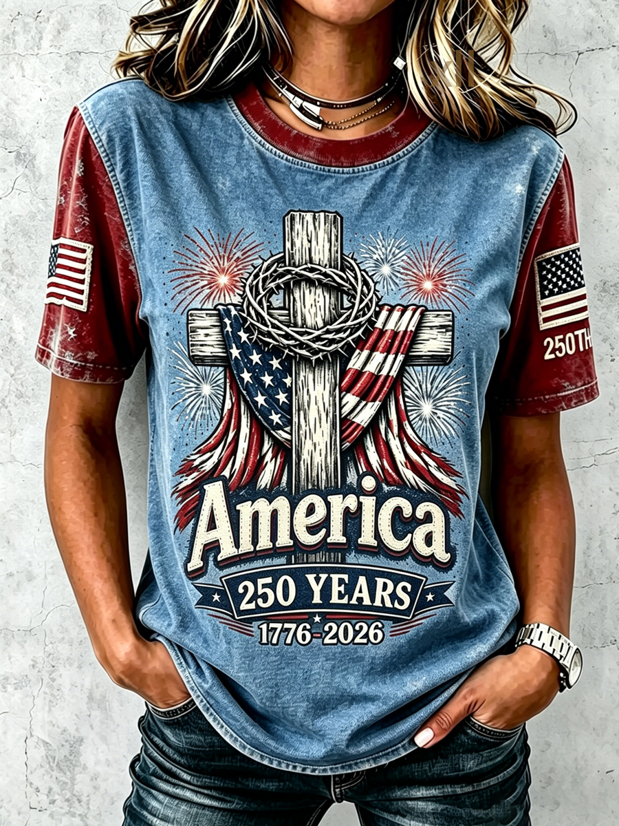 American Women's 250th Anniversary Faith Printed Top