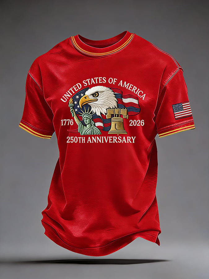 Men's US 250 – Red, White & Blue Sky Tribute Print Casual T-Shirt