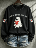 Women's Halloween In Puerto Rico Printed Long-Sleeve Sweatshirt