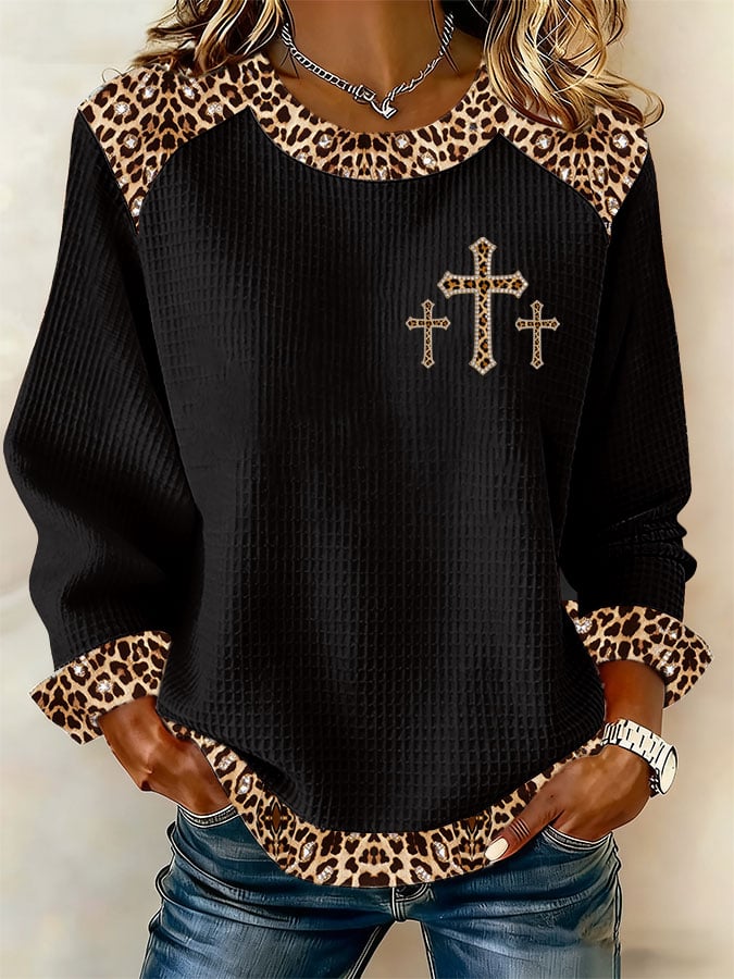 Women's Faith Printed Waffle Sweatshirt