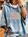 Women's Jesus Faith Cross Print Hooded Sweatshirt
