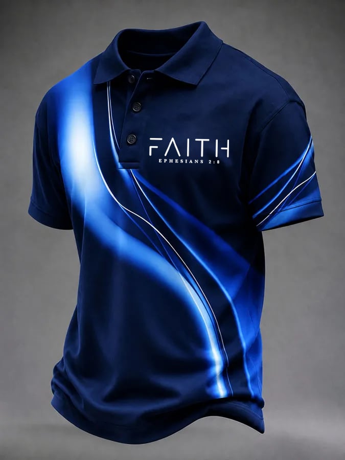 Men's Faith Print Casual Polo Shirt