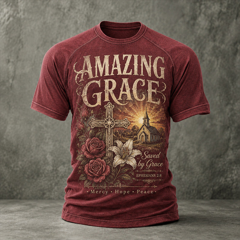 Men's Faith Cross Printed Casual T-Shirt