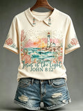 Women's Jesus Is The Light Praise The Lord Print T-Shirt