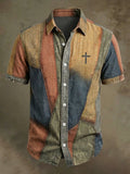 Men's Vintage Faith Faux-Linen Short-Sleeve Shirt