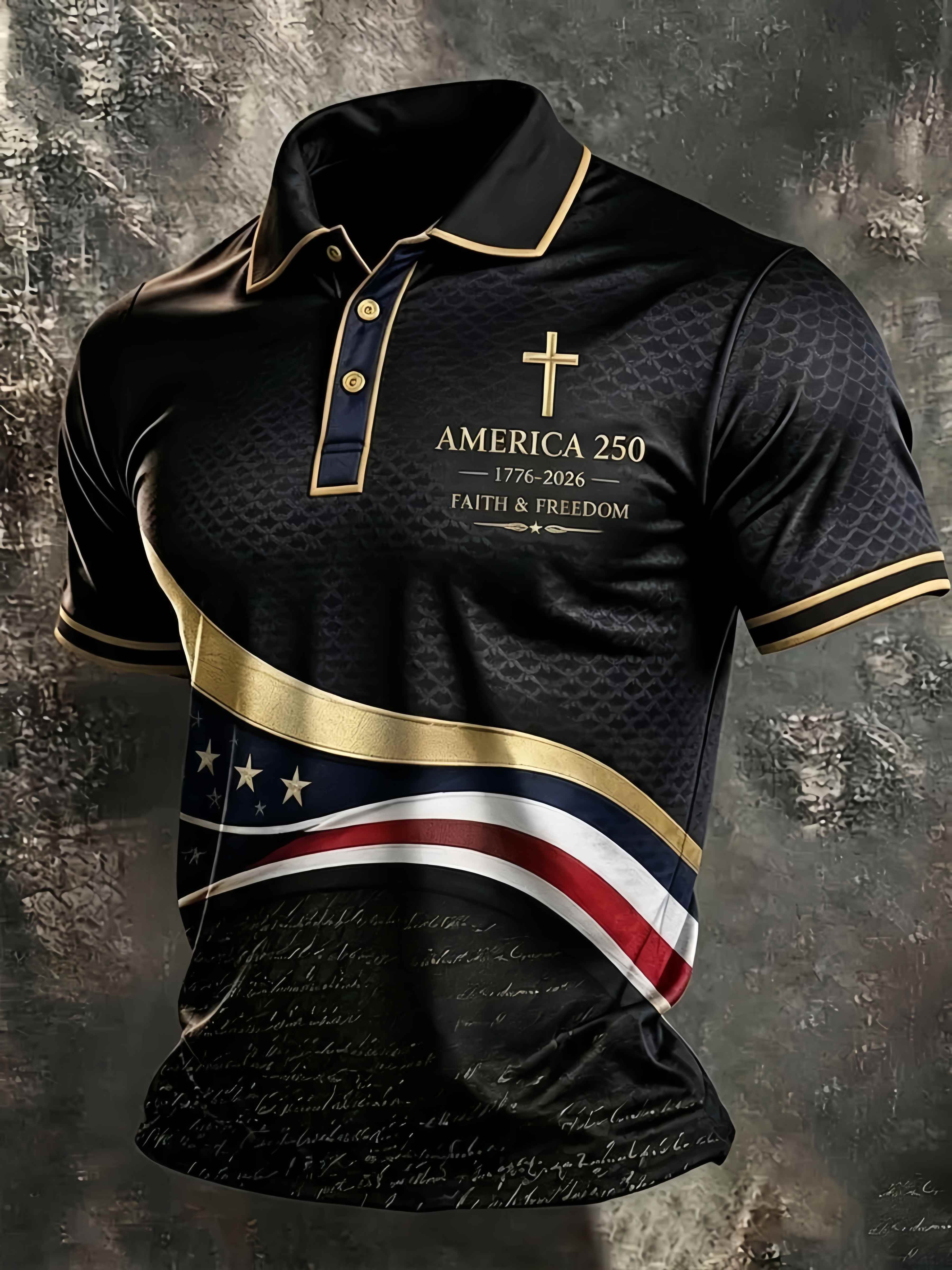 Men's Casual Faith Graphic Print Short Sleeve Polo Shirt