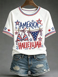 Women's "America Hallelujah" Printed Casual Tops