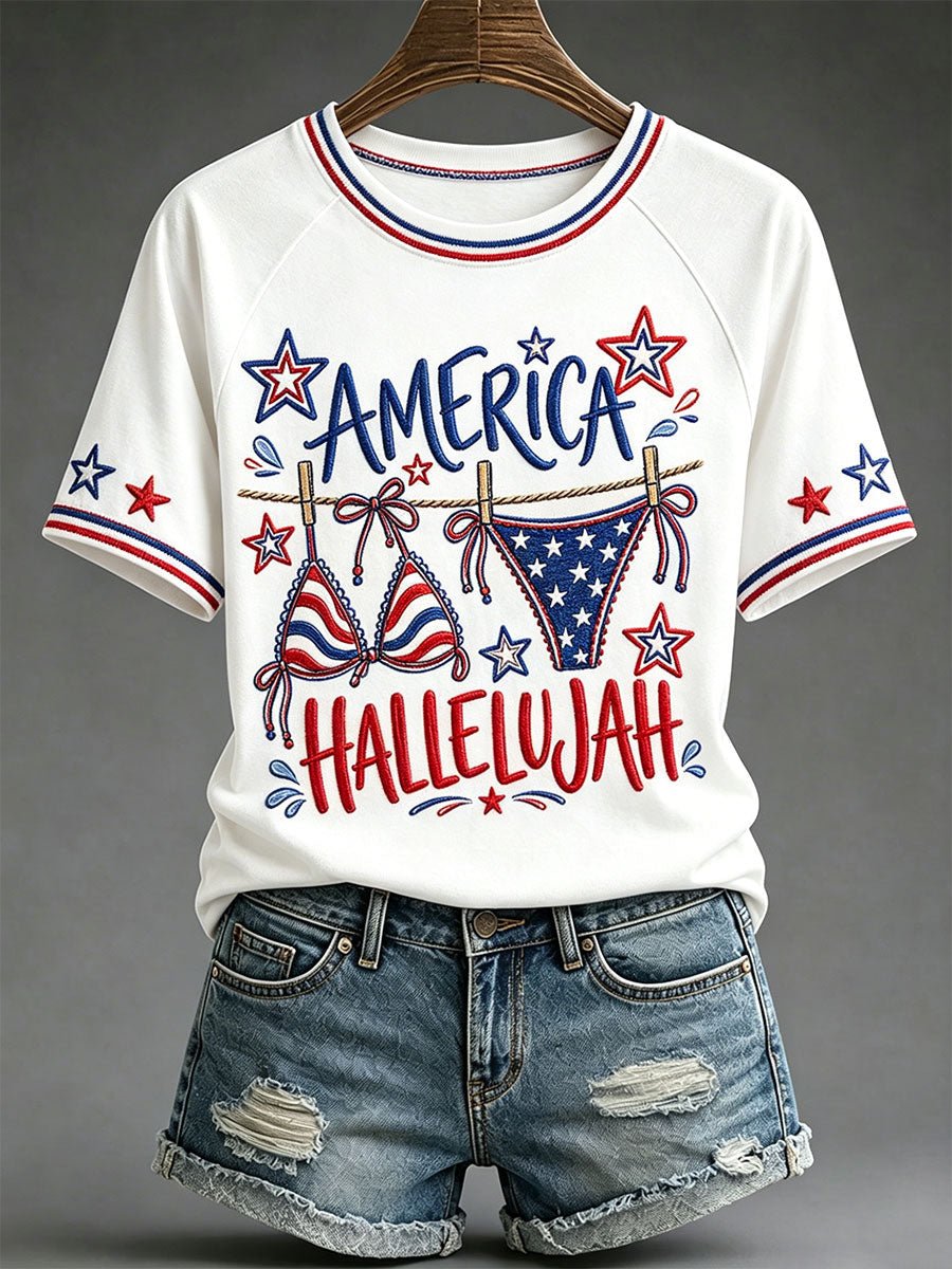 Women's "America Hallelujah" Printed Casual Tops