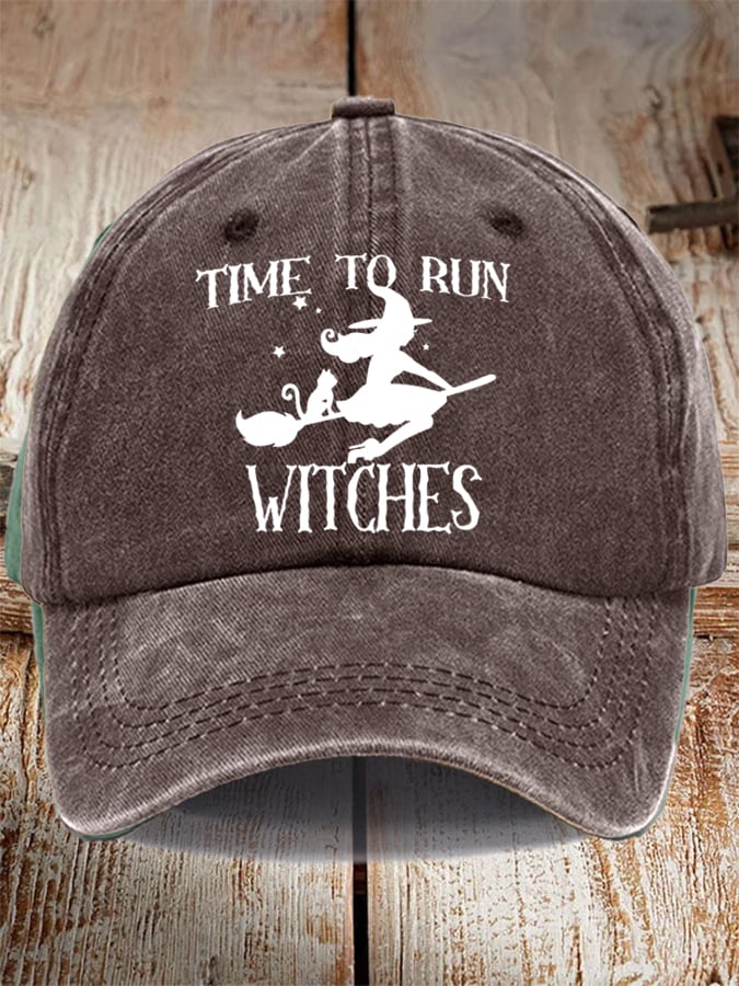 Unisex Halloween Time To Run Witches Hat