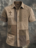 Men's Vintage Faith Faux-Linen Short-Sleeve Shirt
