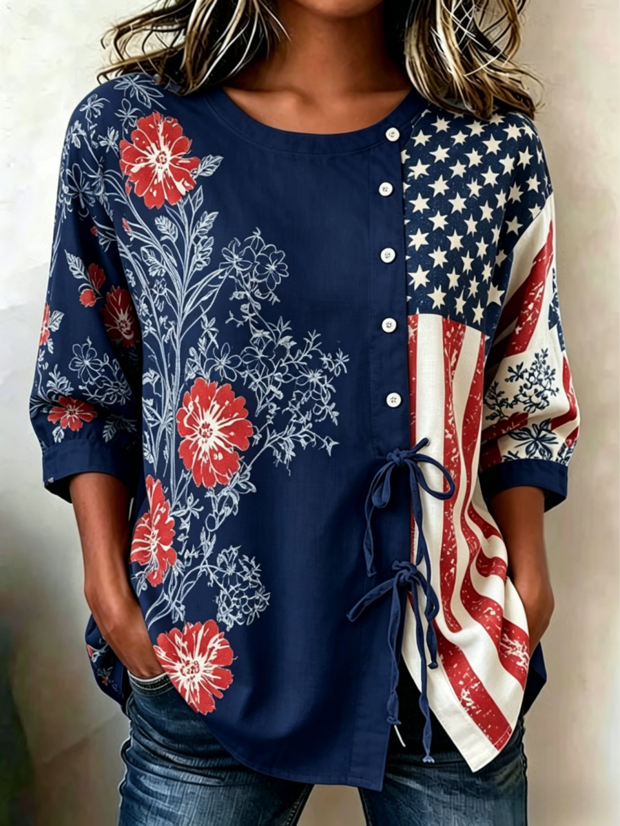 Women's 250th Anniversary Button and Lace Top