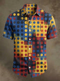 Men's Vintage Polka Dots Faith Faux-Linen Short-Sleeve Shirt