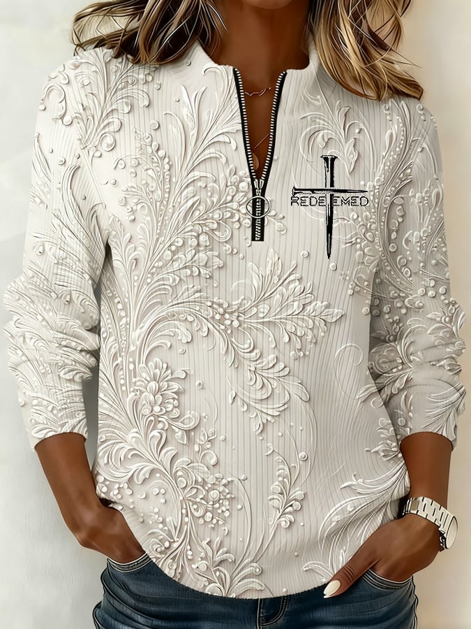 Women's Winter Vintage Faith Print Top