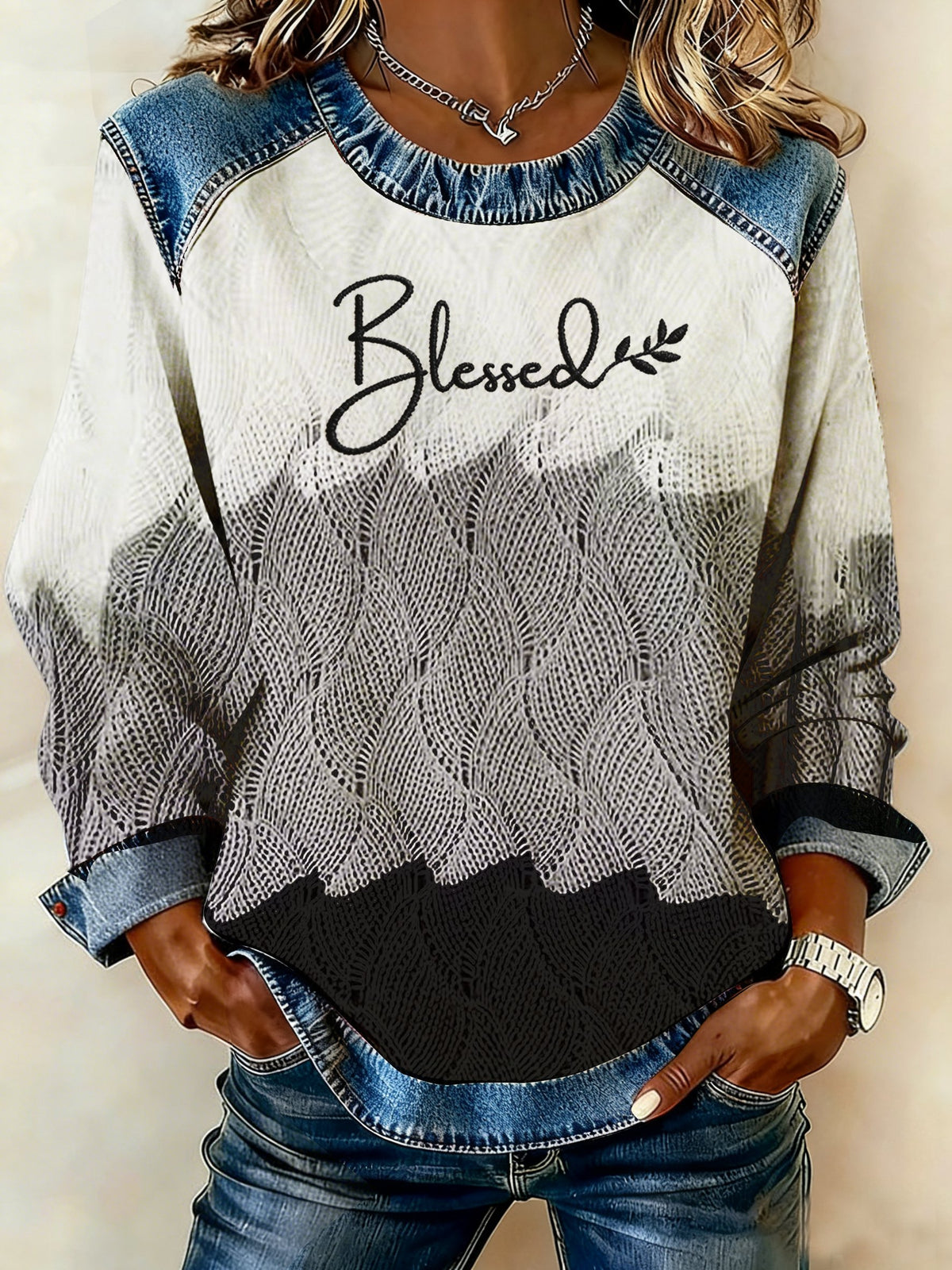 Women's Winter Faith Print Crew Neck Top
