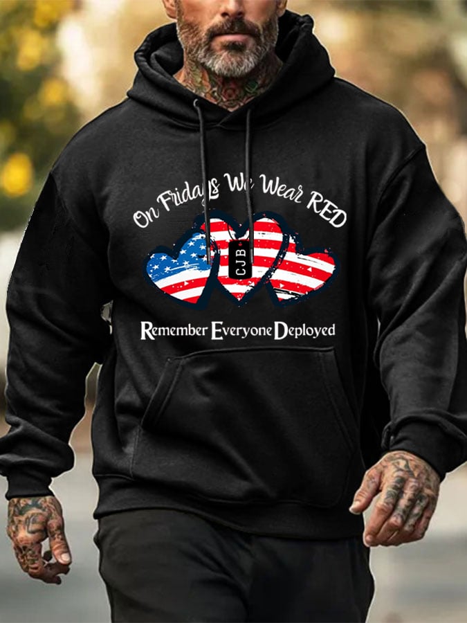 Men's On Fridays We Wear Red Print Hoodie