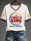 Women's Faith Theme Print Pattern Printed Leisure Round Neck T-shirt