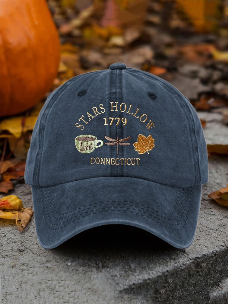 🔥HOT SALE🔥Retro Fall Stars Hollow 1779 Connecticut Luke’s Coffee Cup Dragonfly Maple Leaf Print Baseball Cap