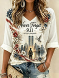 🕯️Women's Never Forget September 11 Print T-Shirt