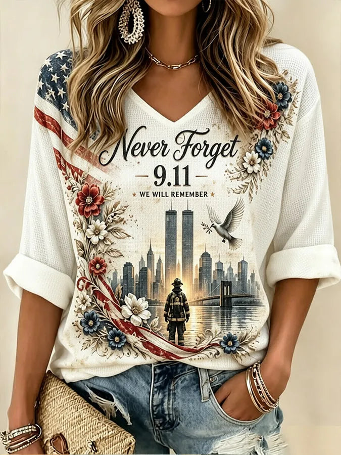 🕯️Women's Never Forget September 11 Print T-Shirt