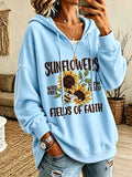 Women's  Retro Sunflowers Wild Free / Faith Filled Fields Of Faith Print Top