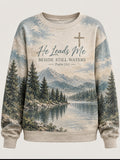 Women's Printed Casual Sweatshirt with Faith-Inspired Design