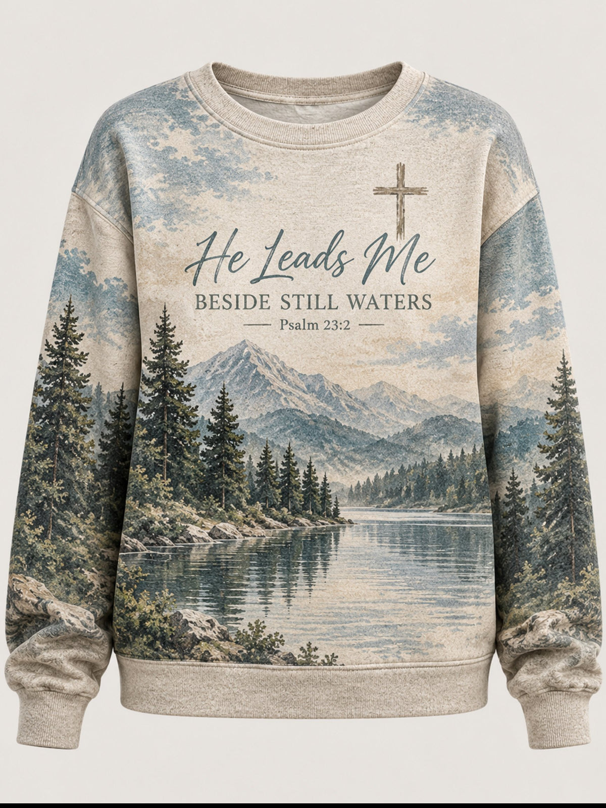 Women's Printed Casual Sweatshirt with Faith-Inspired Design
