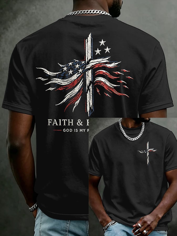 Men'S Casual Short-Sleeve T-Shirt With "Faith" Print
